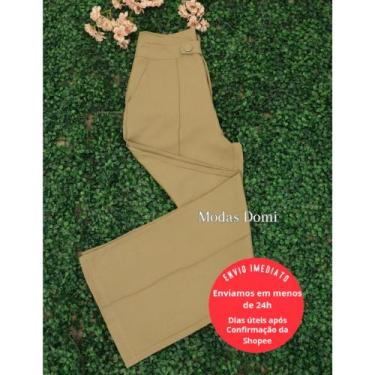 Imagem de Modas Domi Calça Feminina Estilo Social Pantalona Luis Twill Detalhe N