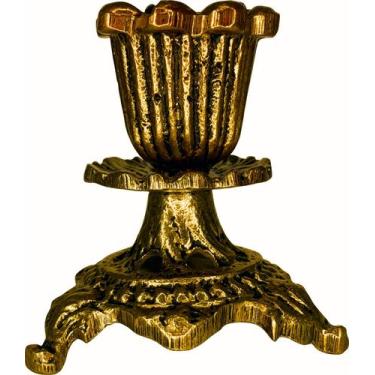 Imagem de Castiçal Candelabro Suporte P/ Vela Dourado/envelheci 1 Vela - Paludo 