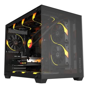 Imagem de Gabinete Gamer Forcefield V2 Black Vulcan Mid Tower Mini ITX Micro ATX Vidro Temperado Preto Pcyes