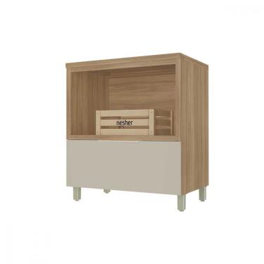 Imagem de Balcão para Forno Marquesa 1 Gaveta 100% MDF 80cm Verde Nature Greige Nesher Moveis