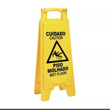 Imagem de Cavalete Amarelo de Sinalização (Cuidado Piso Molhado). - L.A. Com