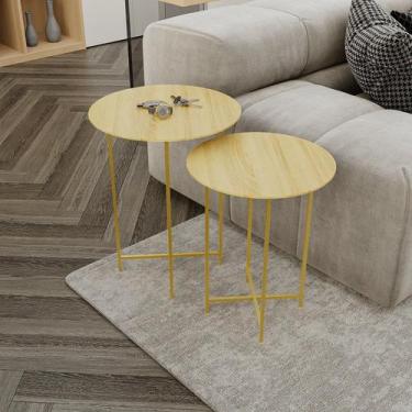 Imagem de Conjunto Mesa Lateral de Canto Rome 57cm x 45cm x 45cm Marrom - Previl