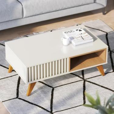 Imagem de Mesa de Centro Retangular 1 Nicho Pés em Madeira Maciça Jeri Móveis Br