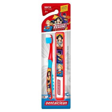 Imagem de Escova Dental Infantil Dentalclean Herois Escolar com Cerdas Macias e Pontas Arredondadas Bivolt e Adesivos dos Heróis