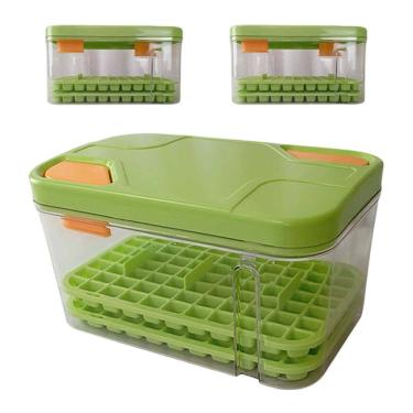 Imagem de Forma de Gelo Dispenser Kit 2 Recipiente Tampa Pegador Destacador Festa Casa Evento Reuniao Bebida Gelada Freezer