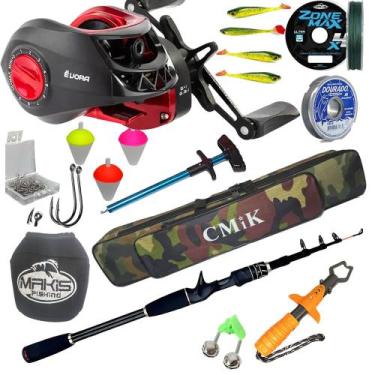 Imagem de Kit Pescaria Completo com Carretilha Évora Drag 5kg + Vara Telescópica