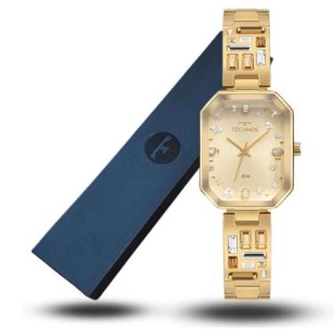 Imagem de Relógio Technos Feminino Crystal Dourado Retangular Original