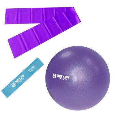 Imagem de Kit PIlates - Overball + Faixa Elástica Extra Forte + Mini Band Médio 