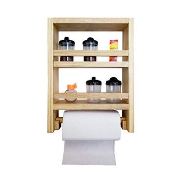 Imagem de Prateleira Porta Temperos e Papel Toalha Madeira Rústica Cru