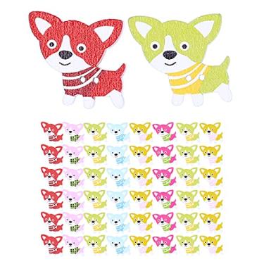 Imagem de 50Pcs Mixed Wooden Buttons,Cartoon Dog Shape Button,DIY Handsewn Clothes Decoration,Suitable for Handmade Accessories for Kindergarten Children
