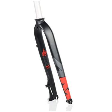 Imagem de JWCN Garfo de suspensão de bicicleta de carbono ultraleve de fibra de carbono garfo de suspensão de bicicleta garfo de suspensão de fibra de carbono 26, 27,5, 73 cm, garfo de suspensão rígido para bicicleta, vermelho, 66 cm, atualizado