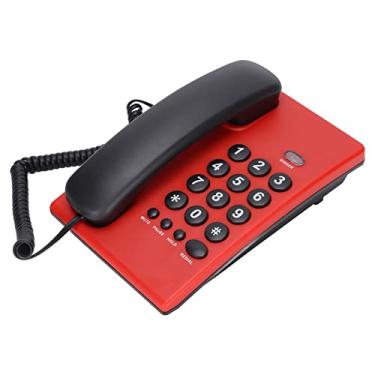 Imagem de ciciglow Telefones fixos de mesa KX-T504, telefone com fio multifuncional, sem bateria, com pausa/mudo/retenção, para sala de estar de hotel de escritório (vermelho)