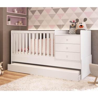 Imagem de Berço Multifuncional com Cômoda e Vira Bicama- Branco