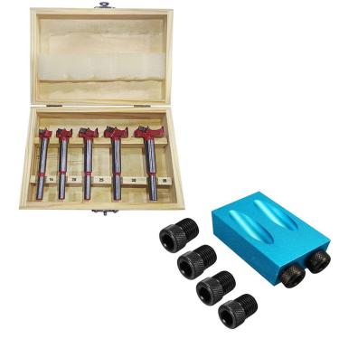 Imagem de Kit Gabarito para Furos Chanfrados + 5 Brocas Forstner Combo