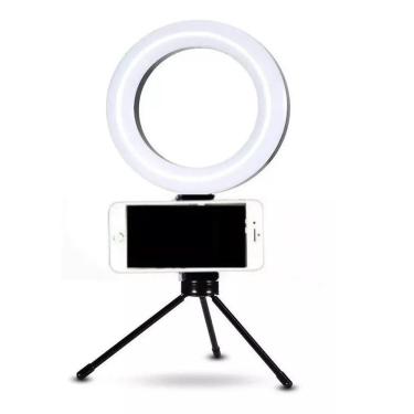 Imagem de Ring Light Mesa Iluminador 6 Tripé 16Cm Suporte Celular