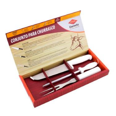 Imagem de Conjunto para Churrasco Carnes 3 peças Faca Garfo Chaira