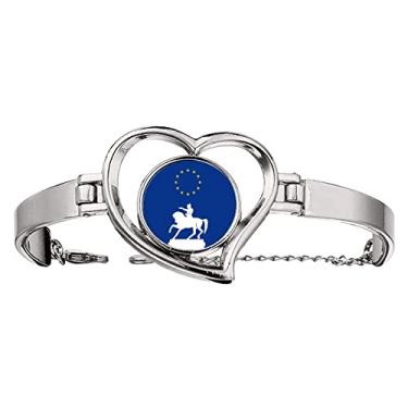 Imagem de N/A N/A Pulseira de coração com escultura de comando de cavalo de batalha francesa com personagem, medium, metal