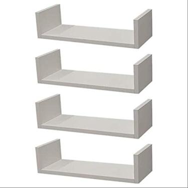 Imagem de Kit 4 Prateleiras Nichos em U 60x15 MDF Branco com Suporte Flutuante Invisível