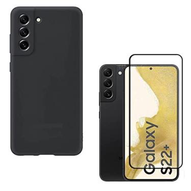Imagem de Kit Capa Capinha Silicone Aveludada e Película De Vidro 3D 5D 9D Compatível Galaxy S22 Plus