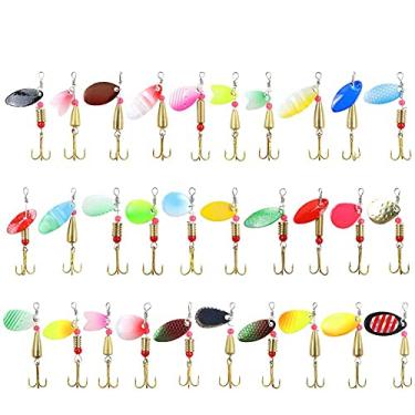 Imagem de Conjunto de iscas de pesca ZNCMRR 30 peças conjunto de isca giratória para bass Trout Walleye Salmon iscas de metal duro sortidas iscas giratórias em linha