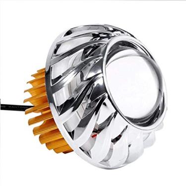 Imagem de Faróis de motocicleta LED lâmpada única halo anjo olho diabo luz alto/baixo farol farol LED projetor lente (branco)