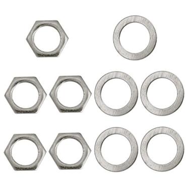 Imagem de Conjunto de 5 arruelas de porcas para tomada de ferro Baoblaze prata 9 mm para guitarra elétrica/acessório de baixo