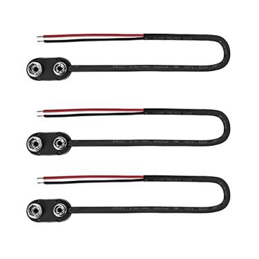 Imagem de Conector de encaixe de bateria 9V com clipe de capa dura com fios isolados - 3 peças