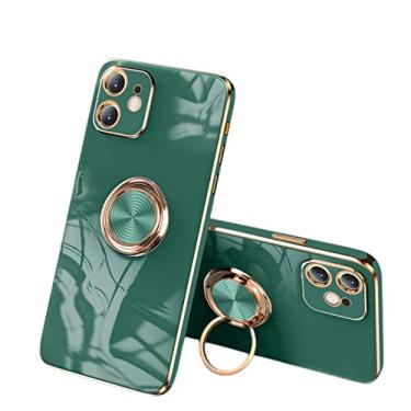 Imagem de ZiEuooo Capa de telefone macia com suporte de anel magnético para carro compatível com Xiaomi Mi 12 11 10 Ultra Pro Lite T Shell. Capa de suporte elegante e leve (verde, 10 Ultra)