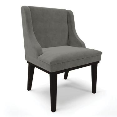 Imagem de Cadeira De Jantar Liz Suede Base Fixa Madeira Preto Grafite