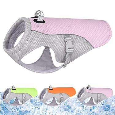Imagem de Colete de resfriamento para cães de verão arnês refletivo de liberação rápida roupas quentes para animais de estimação jaqueta de gelo respirável para cachorro pequeno, médio grande, rosa, 3GG (peito: 97cm)