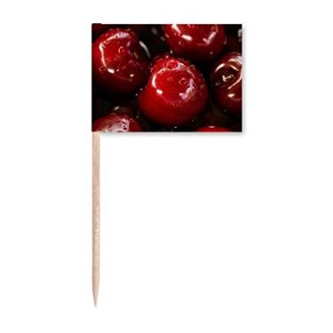 Imagem de Marcador de palito de cereja com imagem de frutas vermelhas temperadas marcadores para decoração de festa