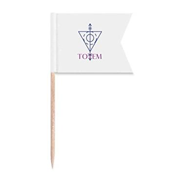 Imagem de Bandeiras de palito de dente circular de totem triangular com ponta de flecha, marcação de rotulagem para bolo de festa, prato de queijo