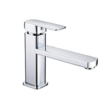 Imagem de LIDON Torneira de banheiro preta torneira de pia preta banheiro 1 furo torneira de vaidade preta torneira quente e fria torneira de pia de latão banheiro 1 furo torneira de banheiro para varanda, preto A (cor: cromo A)