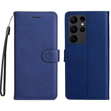 Imagem de Capa para Samsung Galaxy S23 Ultra/s23 Plus/s23, capa de telefone com suporte de carteira, capa protetora à prova de choque com moldura macia de TPU com bloqueio de RFID, azul, S23 de 6,1 polegadas