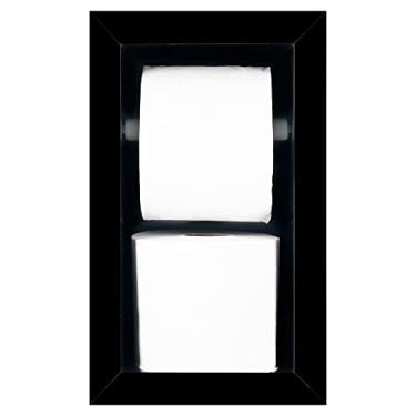 Imagem de Nicho Porta Papel Higiênico Para Banheiro Organizador Porcelanato Polido (Preto Liso Duplo)