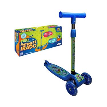 Imagem de Patinete Infantil Ajustável 3 Rodas Com Luz Brinquedo Dobrável Cor: Azul Irado