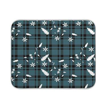Imagem de Tapete de secagem de pratos para balcão de cozinha 45,72 x 60,96 cm Gingham Grade absorvente Escorredor de louças Escorredor de pratos Tapetes