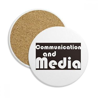 Imagem de Major Communication and Media Caneca de porta-copos preta com proteção de mesa, pedra absorvente