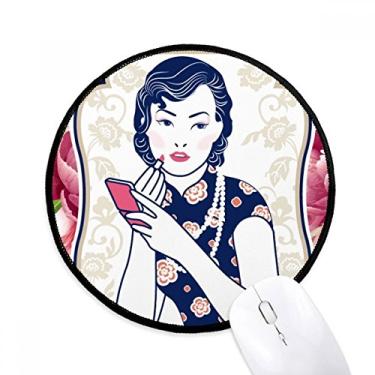Imagem de Mouse pad feminino rosa cultura chinesa tapete redondo para escritório para computador