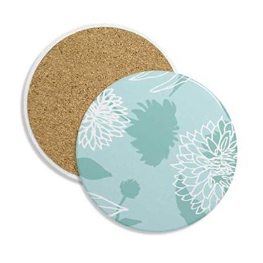 Imagem de Caneca de porta-copos de arte abstrata de criântemo com proteção de mesa, pedra absorvente