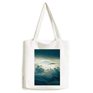Imagem de Céu cinza nuvens brancas Art Deco presente moda sacola sacola de compras bolsa casual bolsa de mão