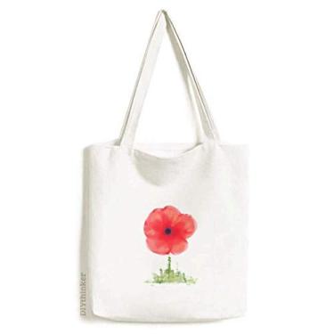 Imagem de Sacola de lona Red Flower Corn Art Aquarela bolsa de compras casual bolsa de mão