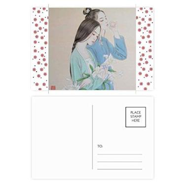 Imagem de Cartão postal Bênção Flor Lírio Pintura Chinesa Natal Natal Celebração Cartão postal Bênção