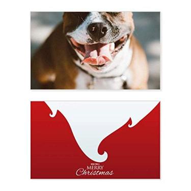 Imagem de Bulldog animal de estimação com imagem assustadora de feriado, feriado, cartão de felicitações, mensagem de Natal