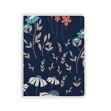 Imagem de Caderno de tinta de planta branca azul capa de goma Diário capa macia
