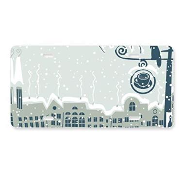 Imagem de DIYthinker Placa de carro decorativa de aço inoxidável para decoração de placa de carro pássaro de árvore de neve