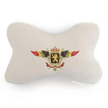 Imagem de DIYthinker Emblema nacional da Bandeira da Bélgica decoração de pescoço almofada para apoio de cabeça