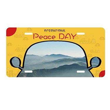 Imagem de DIYthinker Placa de carro para decoração de carro Dia da Paz Sunshine Mountains Sky Fog Nature