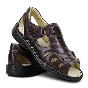 Imagem de Sandalia masculina solado Antiestresse couro carneiro Decoflex 172 cafe (38, 172DCCAFE)