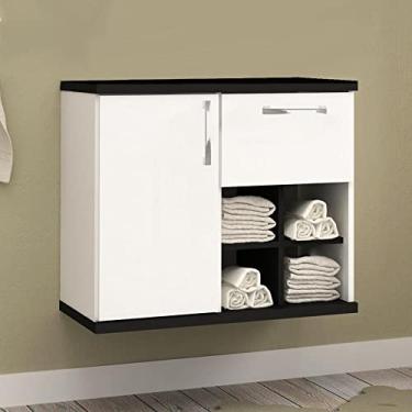 Imagem de Gabinete para Banheiro 1 Porta 1 Gaveta 70cm Veneza Móveis Bosi Branco/preto